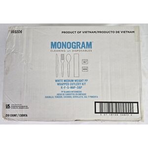 Disposable Cutlery Set 250 Pcs Fork Spoon Knife Napkin Salt Pepper Party Banquet